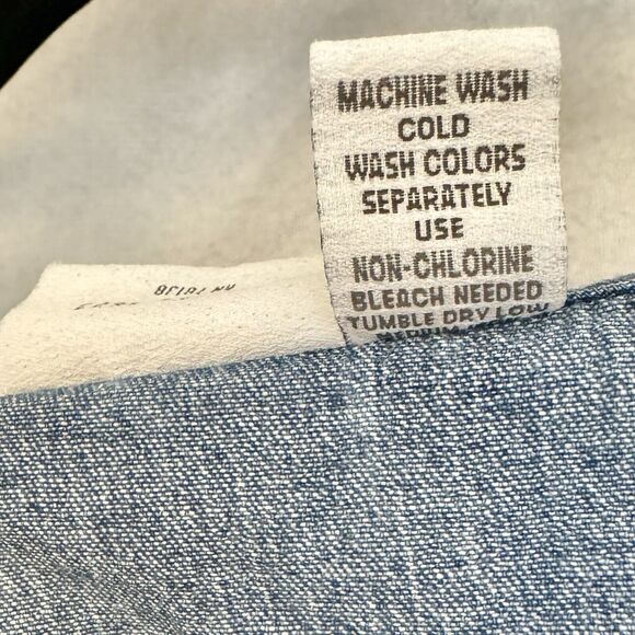 The Vermont Country Store Dress XL Denim Jean Pleat Sleeveless Chambray Buttons - Picture 5 of 12